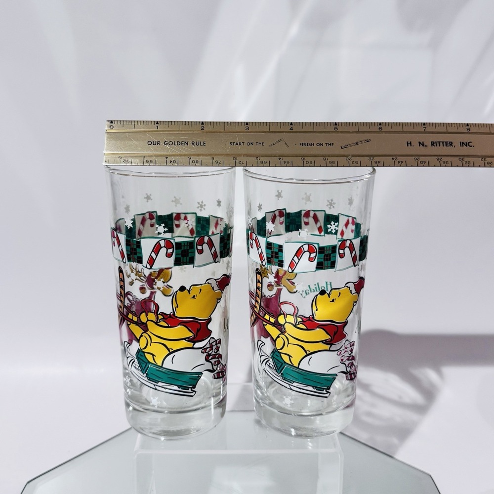 (2)‎ Winnie the Pooh & Reindeer Tigger 100 Acre Holiday 16oz Tumbler Glasses - Picture 10 of 10